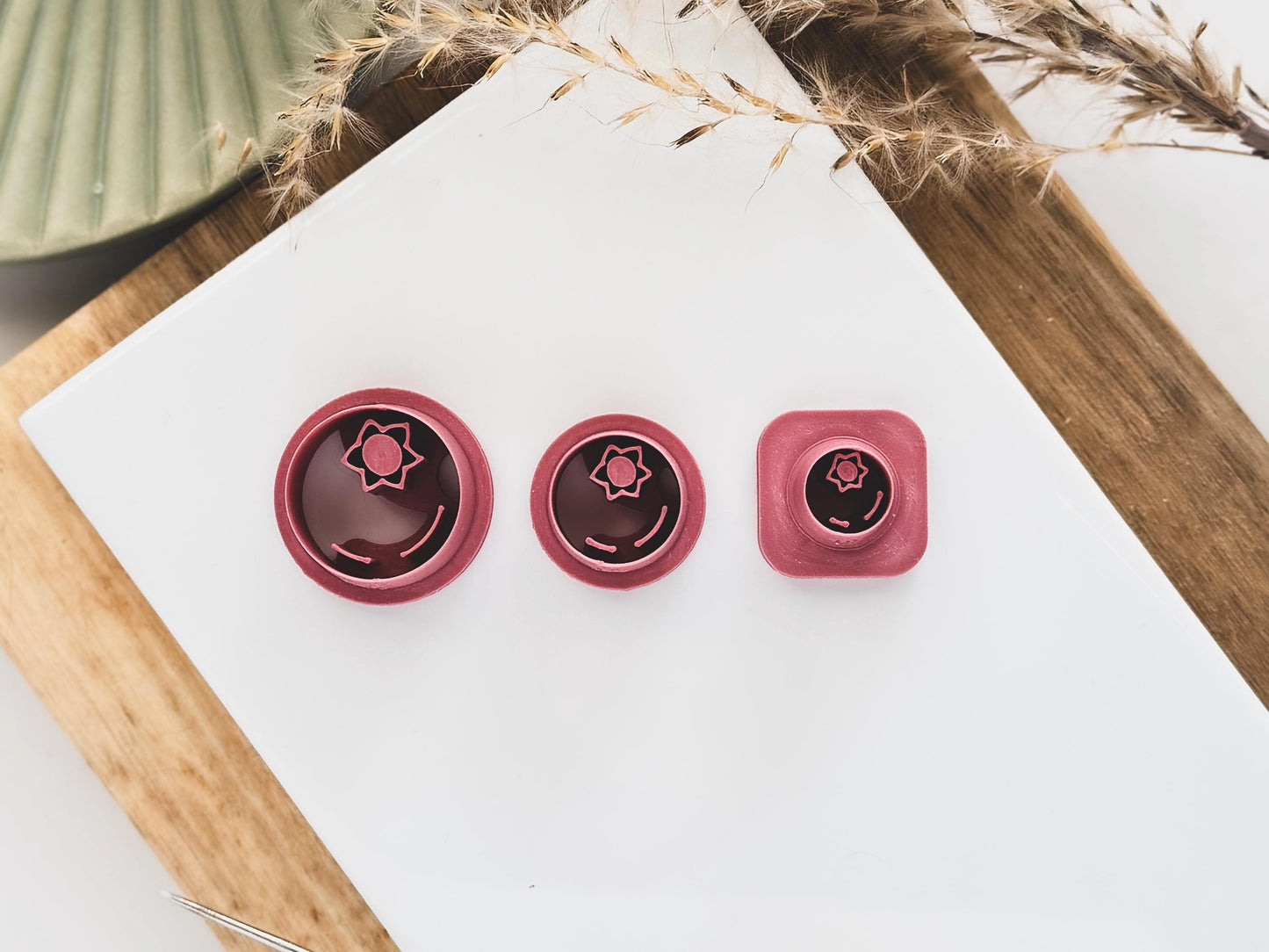 Blueberry shaped clay cutters with details in various small sizes