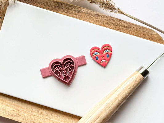 Crying Heart Polymer Clay Cutter - Imprint - Fabled Cutters