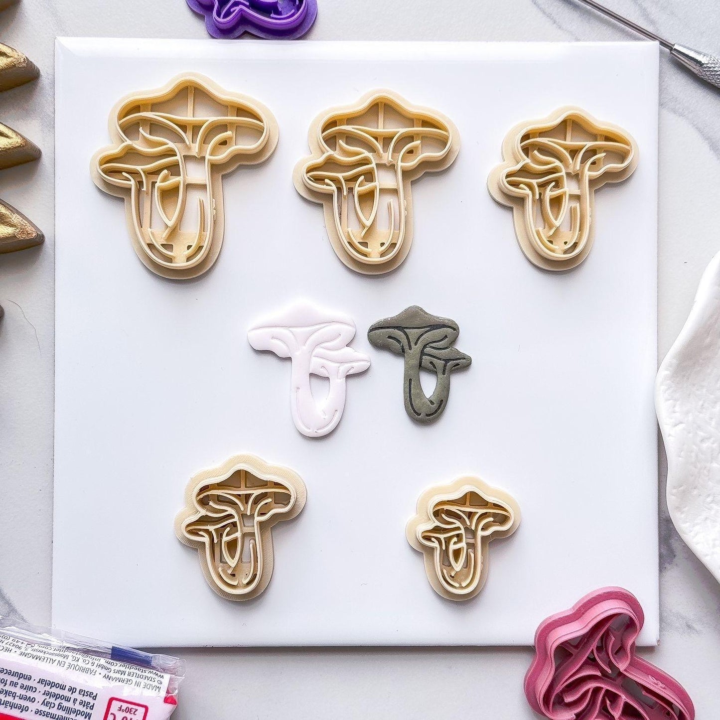 Double Mushroom Polymer Clay Cutter - Fabled Cutters