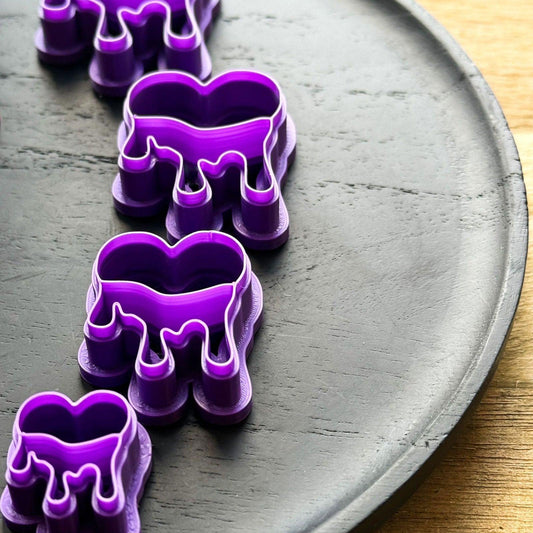 Dripping Heart Polymer Clay Cutters, 2 part cutters - Fabled Cutters -