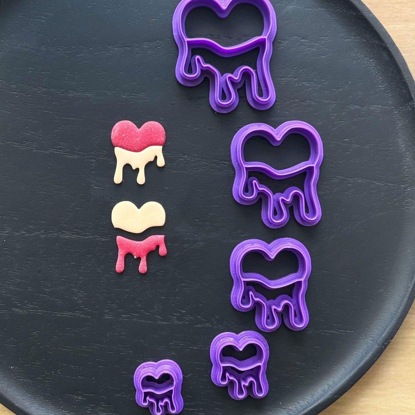 Dripping Heart Polymer Clay Cutters, 2 part cutters - Fabled Cutters -