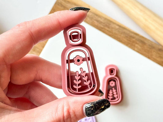 Floral polymer clay earring stamp and cutter - Fabled Cutters