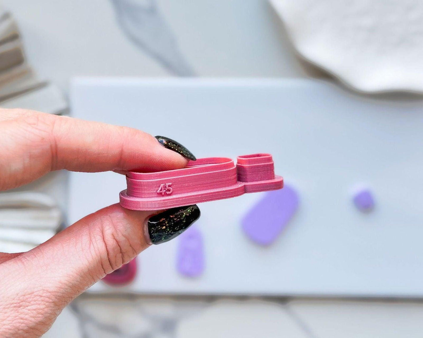 Floral polymer clay earring stamp and cutter - Fabled Cutters