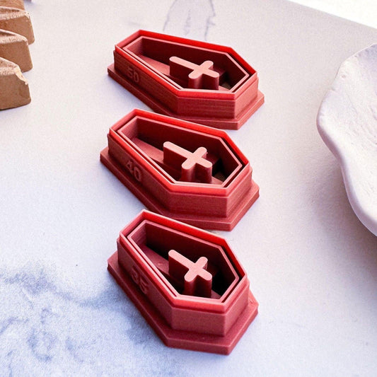 Gothic Coffin Clay Cutters - Single Embossed Cross - Fabled Cutters