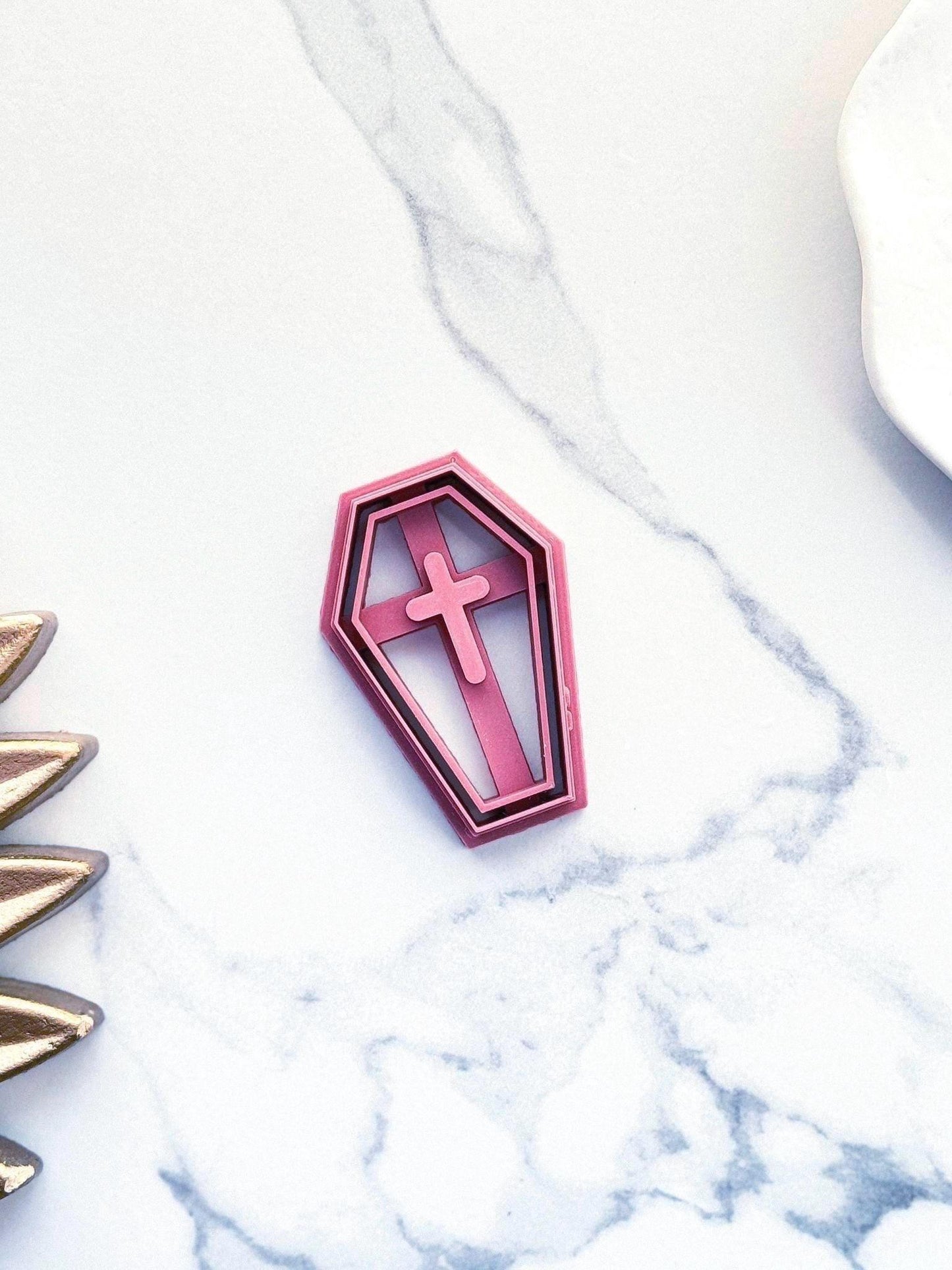 Gothic Coffin Clay Cutters - Single Embossed Cross - Fabled Cutters