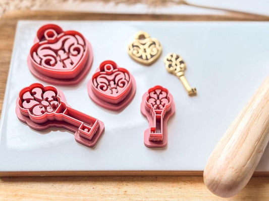 Ornate Lock and Key Polymer Clay Cutter Set - Fabled Cutters