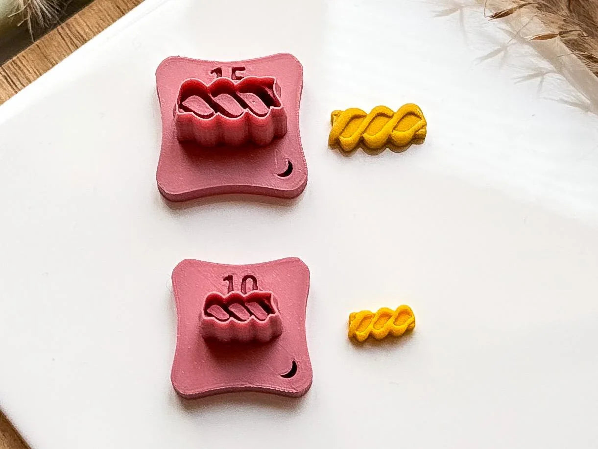 Micro fusilli pasta clay cutter, 1.5 & 1 cm mini pasta shaped cutters for polymer clay and silver clay, UK made-Micro Clay Cutters