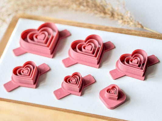 Repeating Heart Polymer Clay Cutter - Imprint - Fabled Cutters