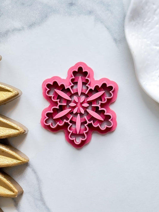 Snowflake Clay Cutter, Debossed shape A - Fabled Cutters