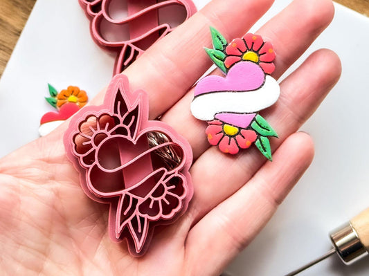 Traditional Heart Tattoo Clay Cutter - Fabled Cutters