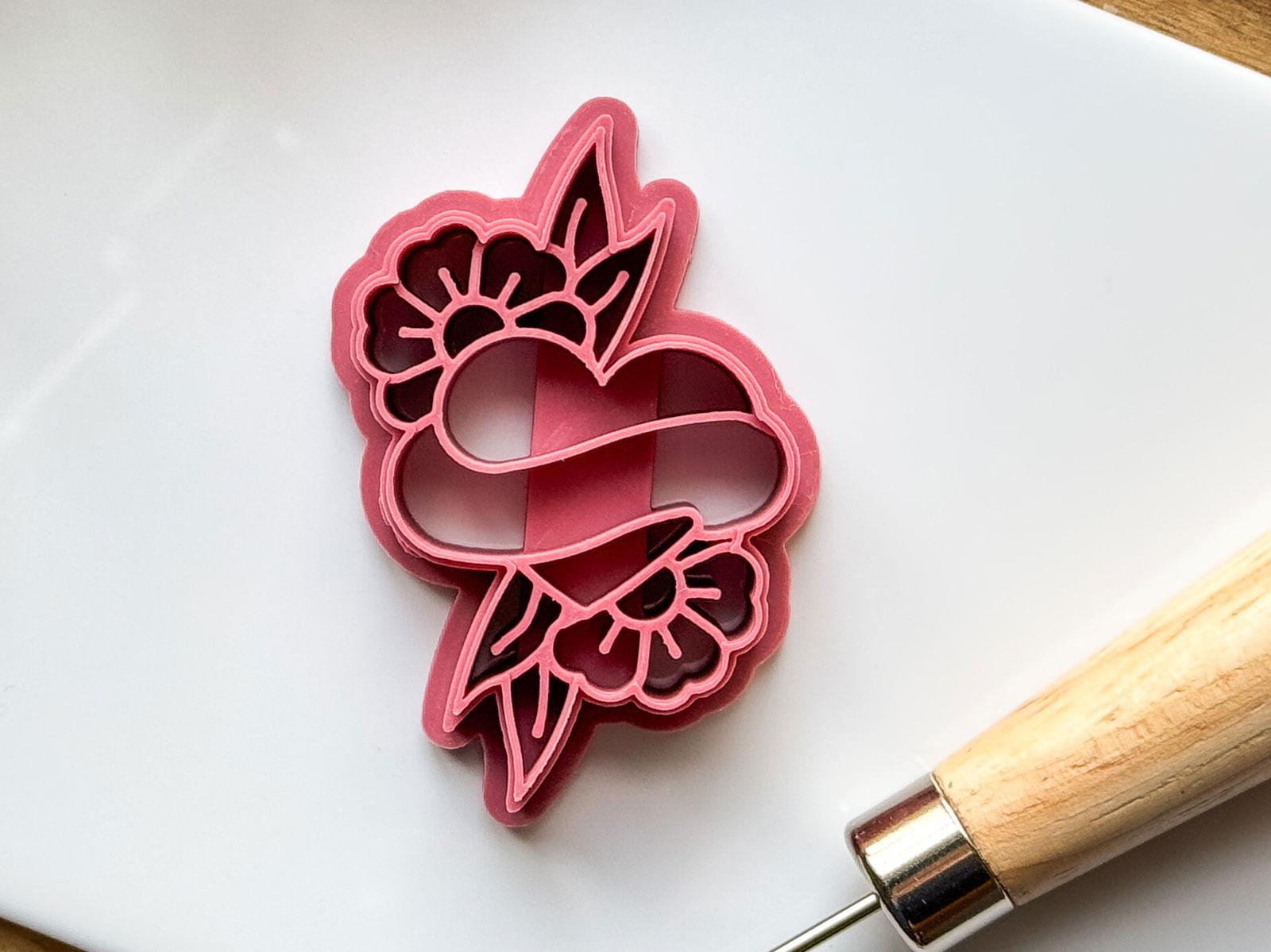 Traditional Heart Tattoo Clay Cutter - Fabled Cutters