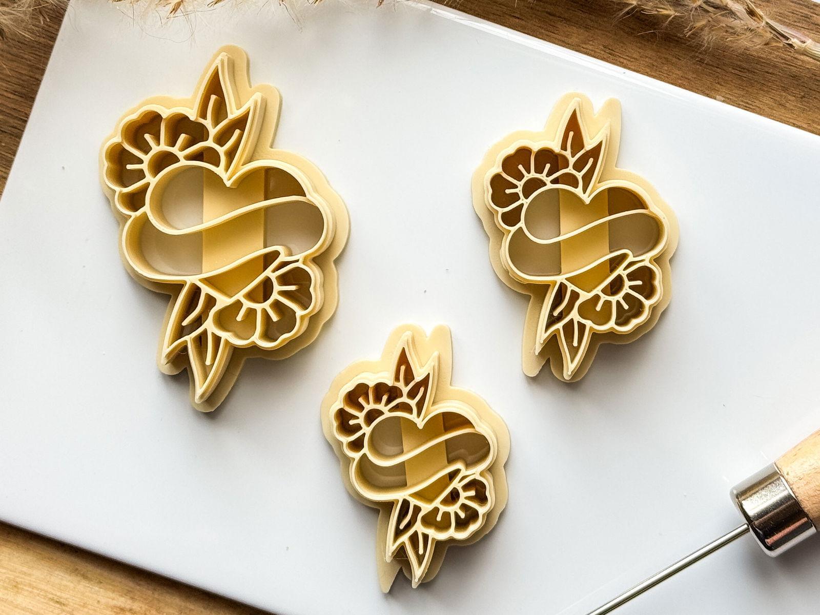 Traditional Heart Tattoo Clay Cutter - Fabled Cutters