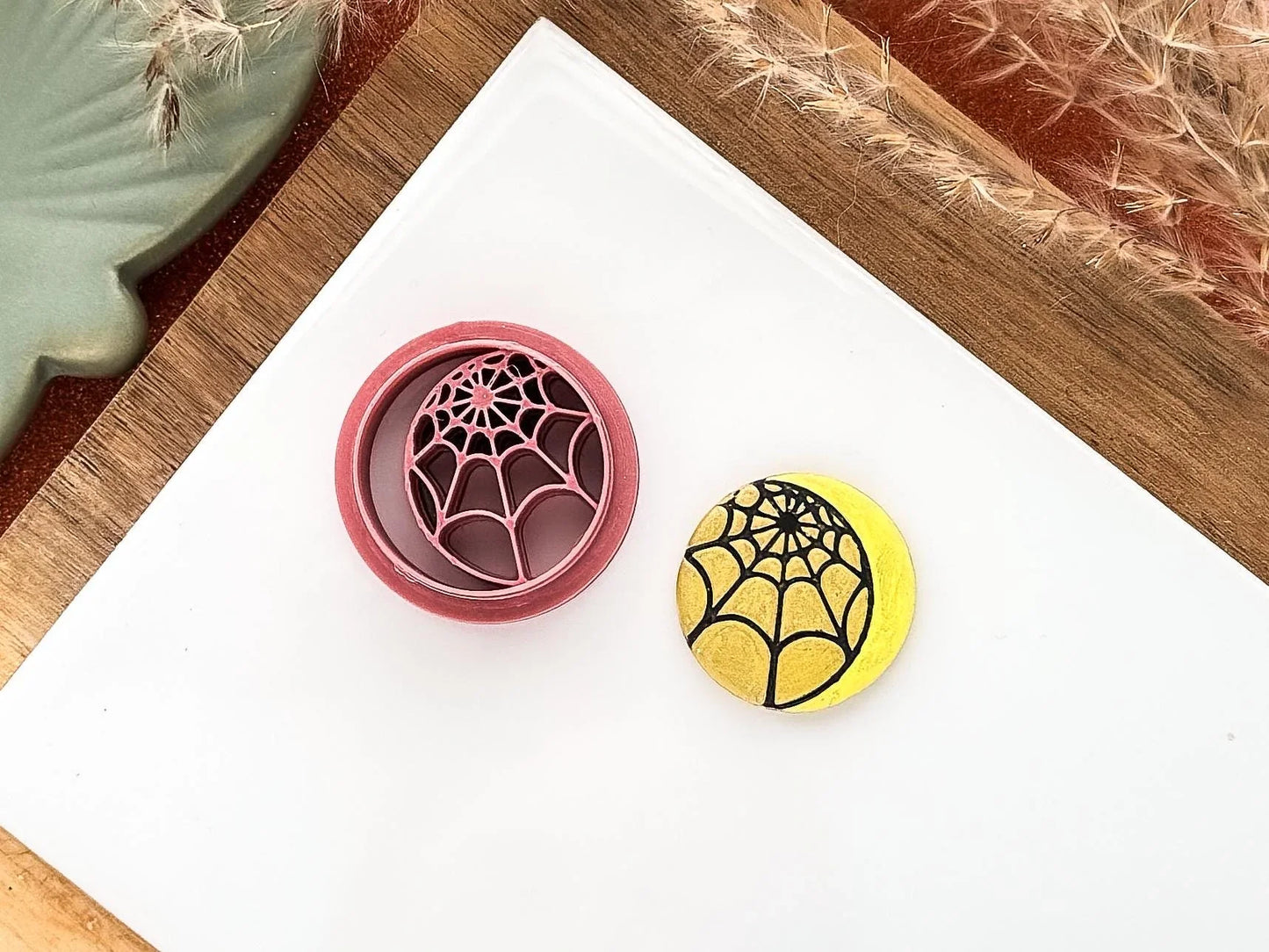 Webbed Moon Clay Cutter, Halloween themed circular cutter for polymer clay and silver clay, UK made-Halloween / Goth Cutters