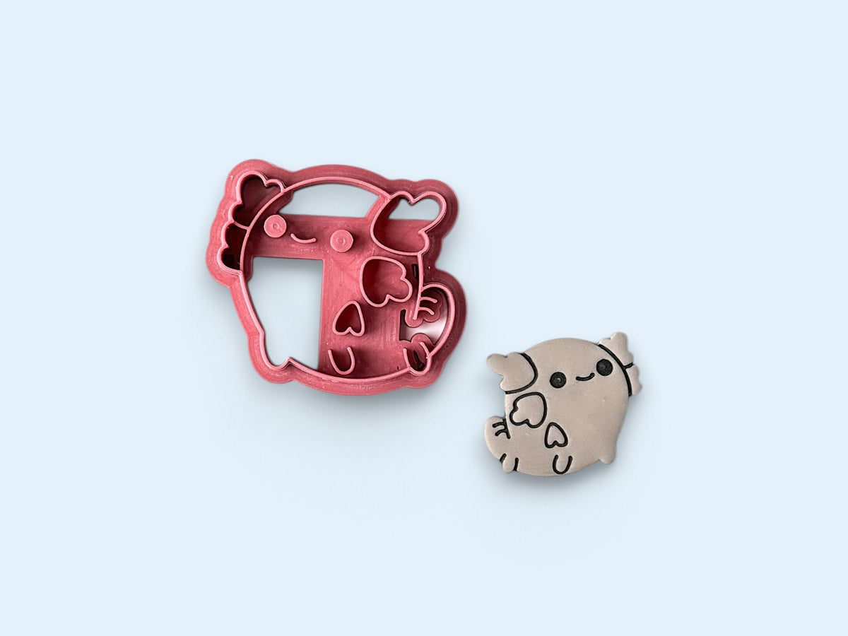 Pink Axolotyl polymer clay cutter