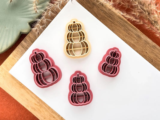 Pumpkin Stack Cutter, triple pumpkin pile cutter for polymer clay and silver clay, UK made-Halloween / Goth Cutters