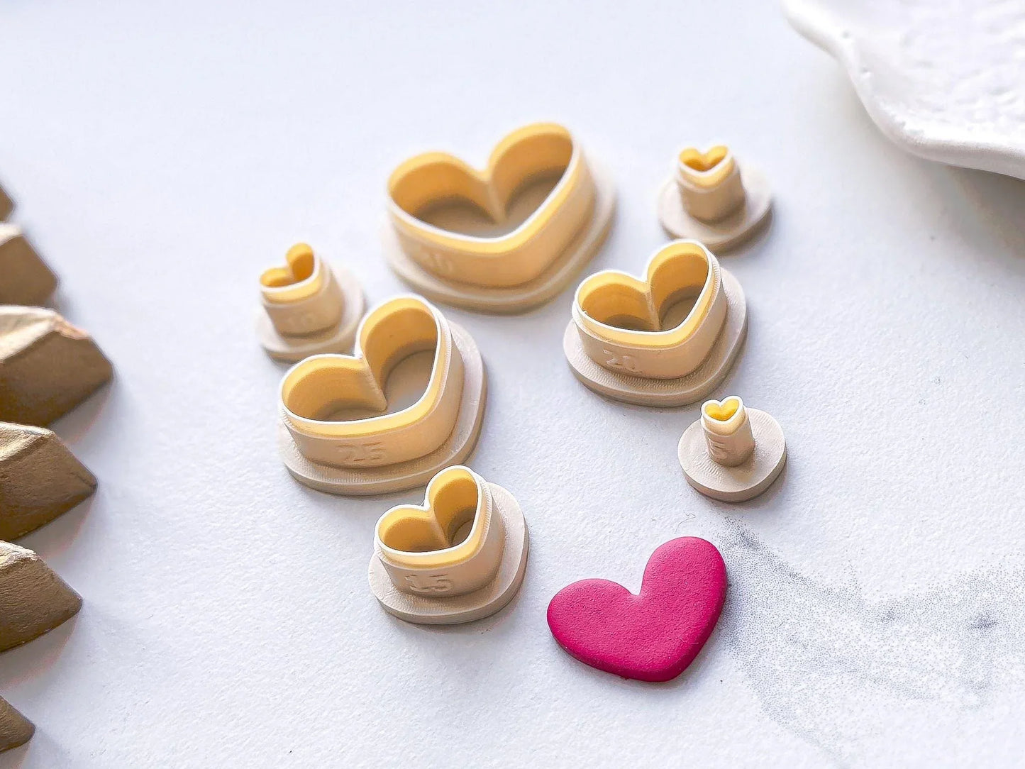 polymer clay cutter cute heart shaped in beige