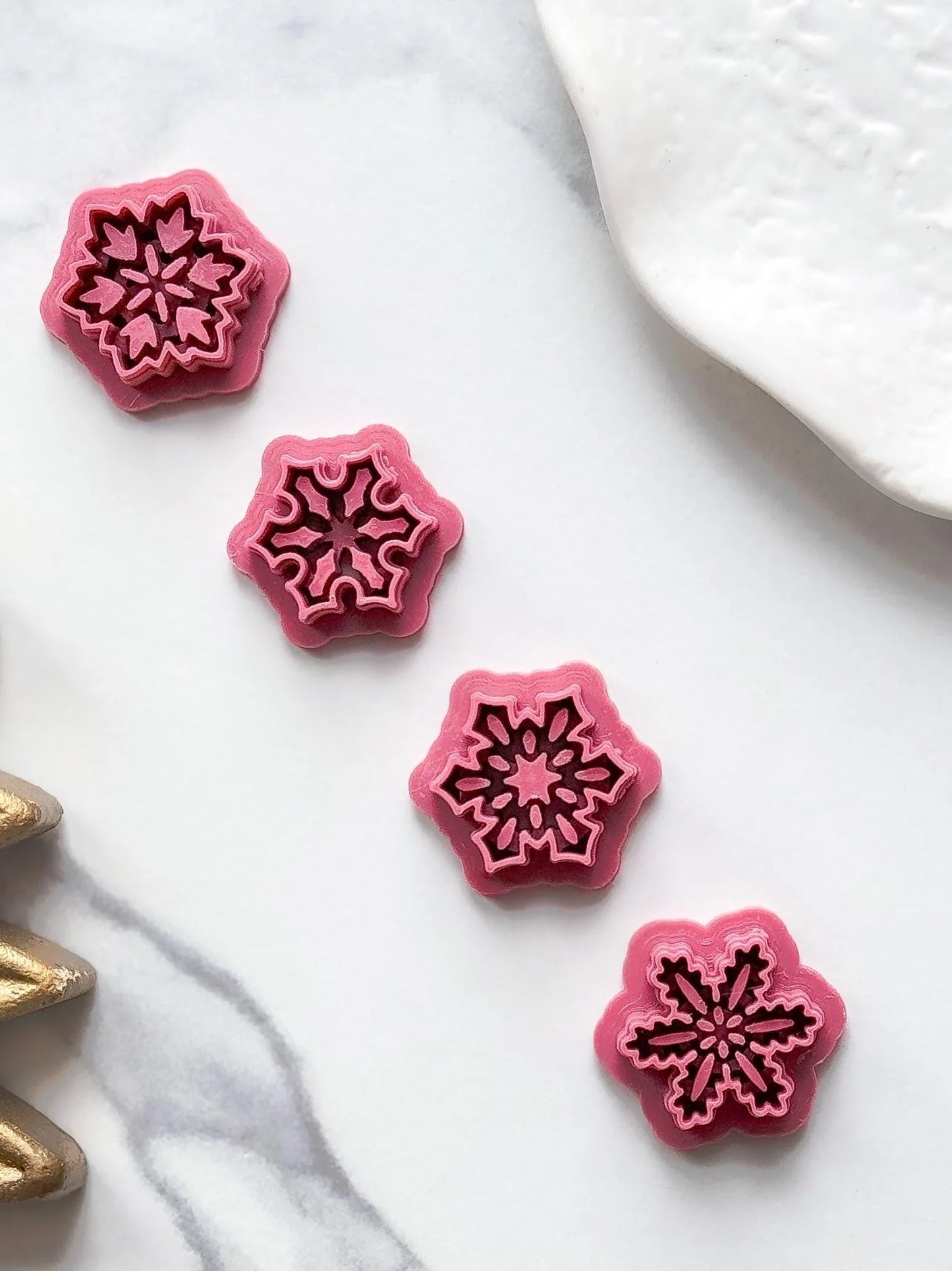 embossed snowflake clay cutter bundle in a row