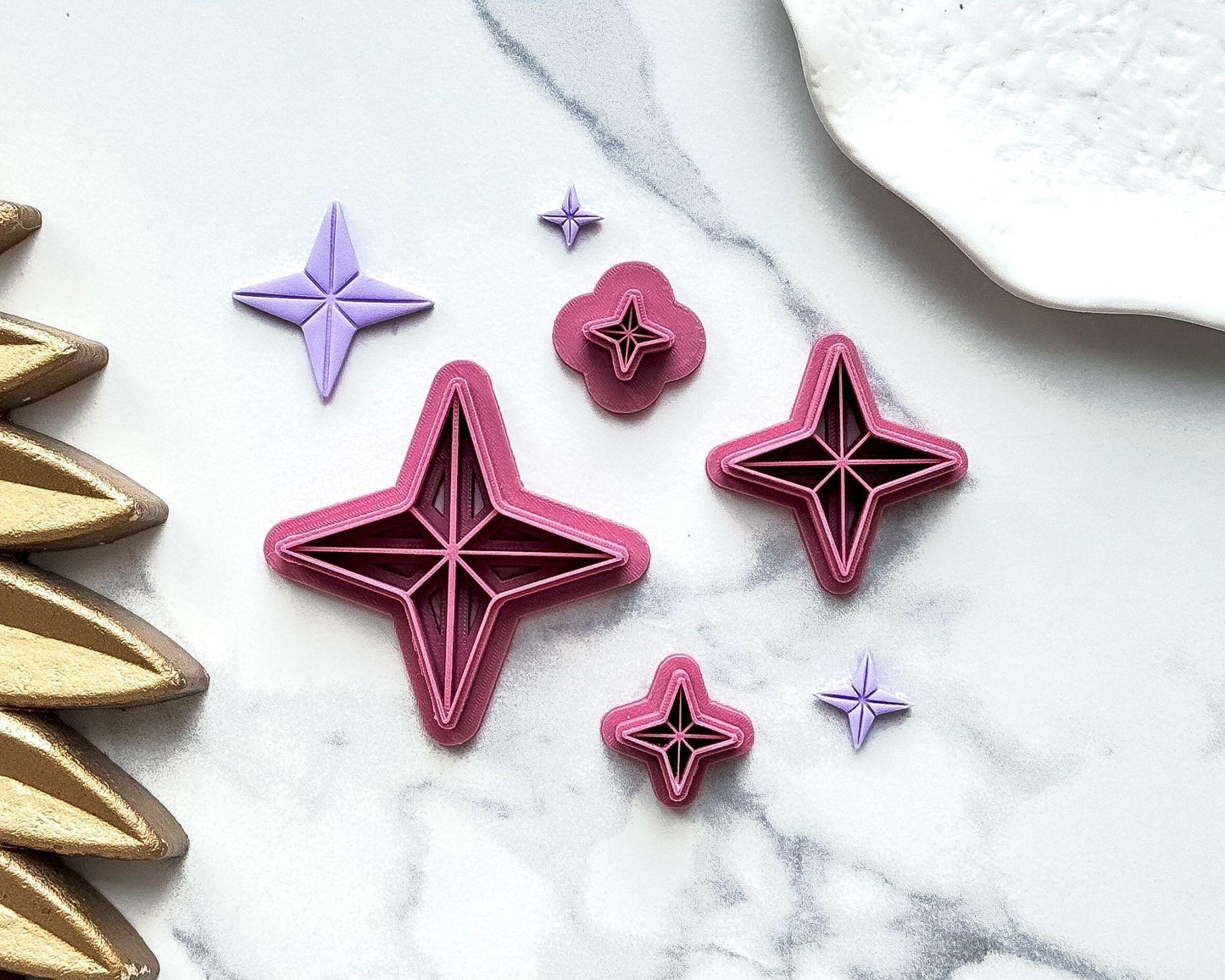 twinkle star polymer clay cutter with imprint lines