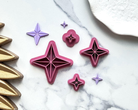twinkle star polymer clay cutter with imprint lines