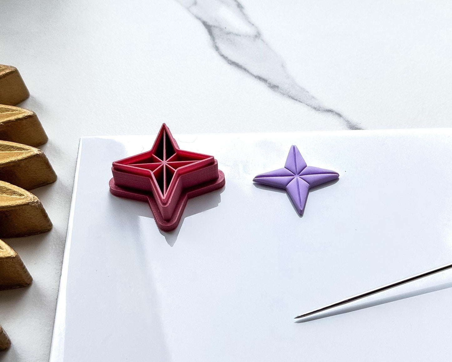 Star Polymer Clay Cutters - 4 Point Star Shape - Galaxy Cutters for Clay artists-Celestial Cutters