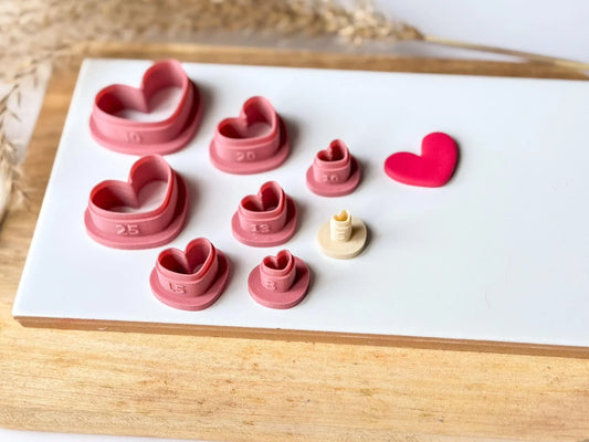 Side view of heart shaped polymer clay cutters