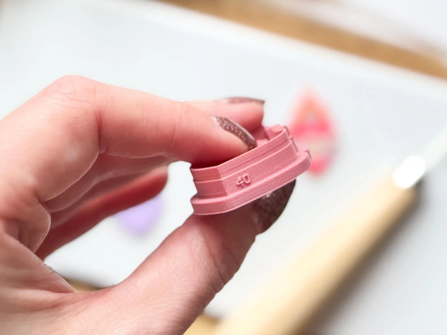 Size sample of flaming heart clay cutter