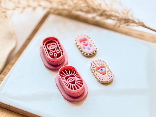 Side view of oblong sailor tattoo style clay cutters