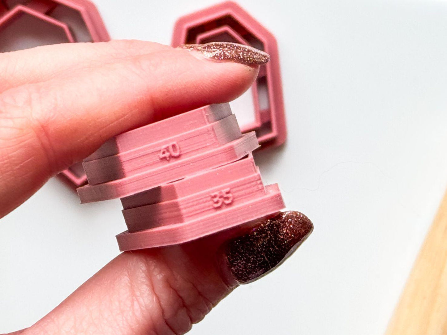 coffin clay cutter with size printed on them