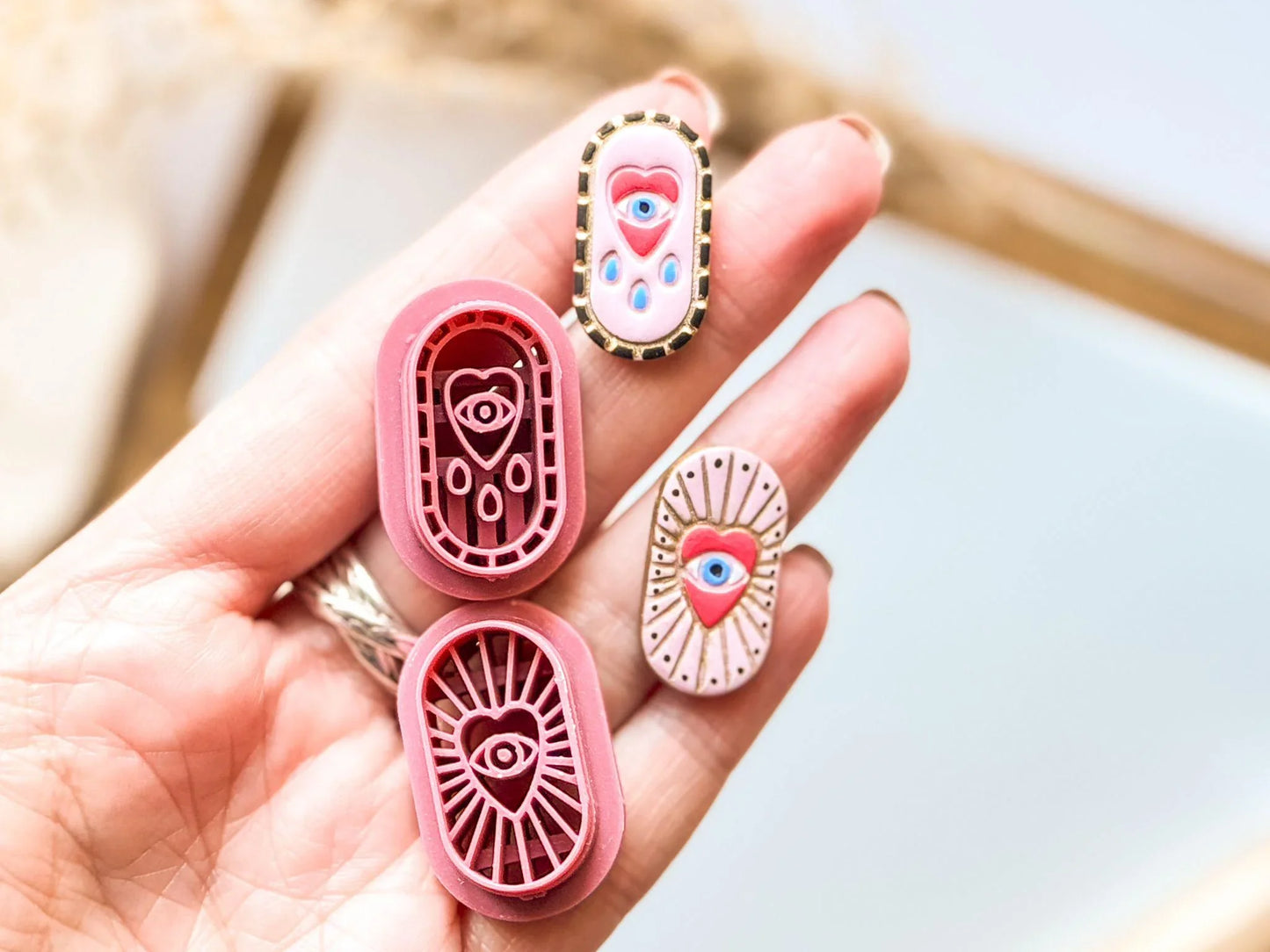 mystical tattoo style oblong clay earring cutters