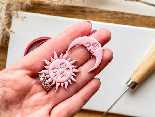 sun and moon polymer clay cut outs