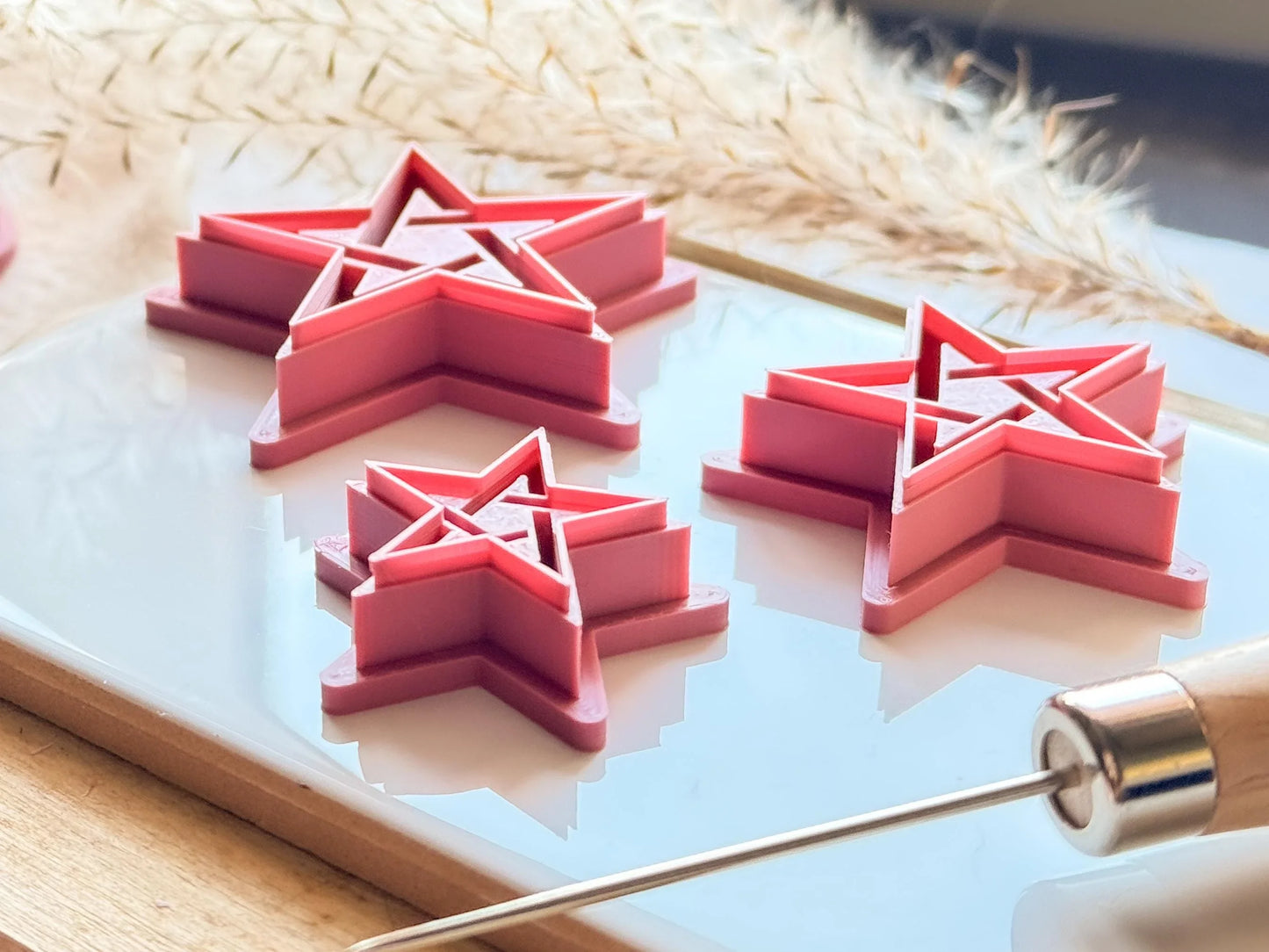 Side view of pentagram polymer clay cutters
