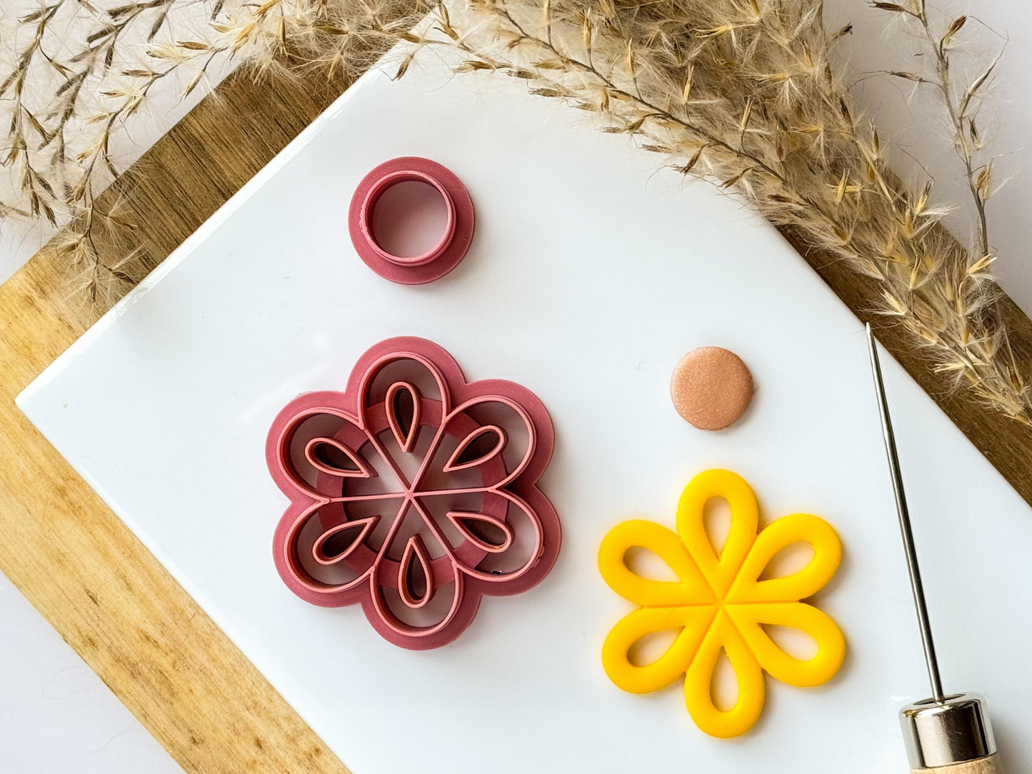 Outline flower clay cutter for polymer clay earring making