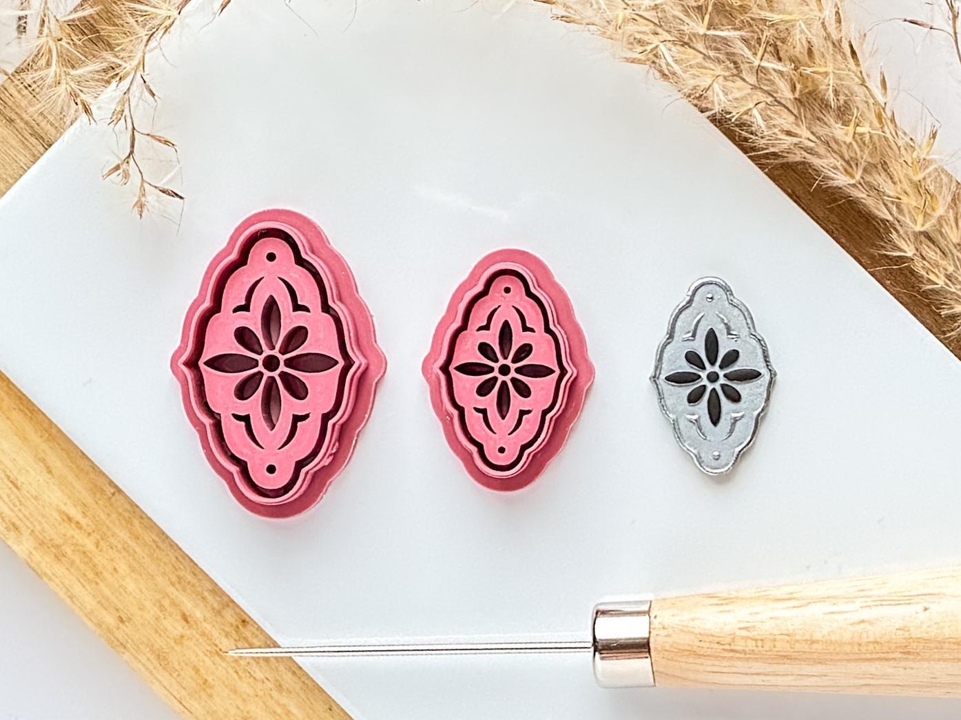 Floral imprint clay cutter for earring making