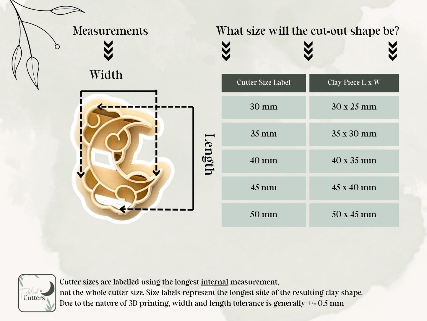 moon clay cutter measurement guide