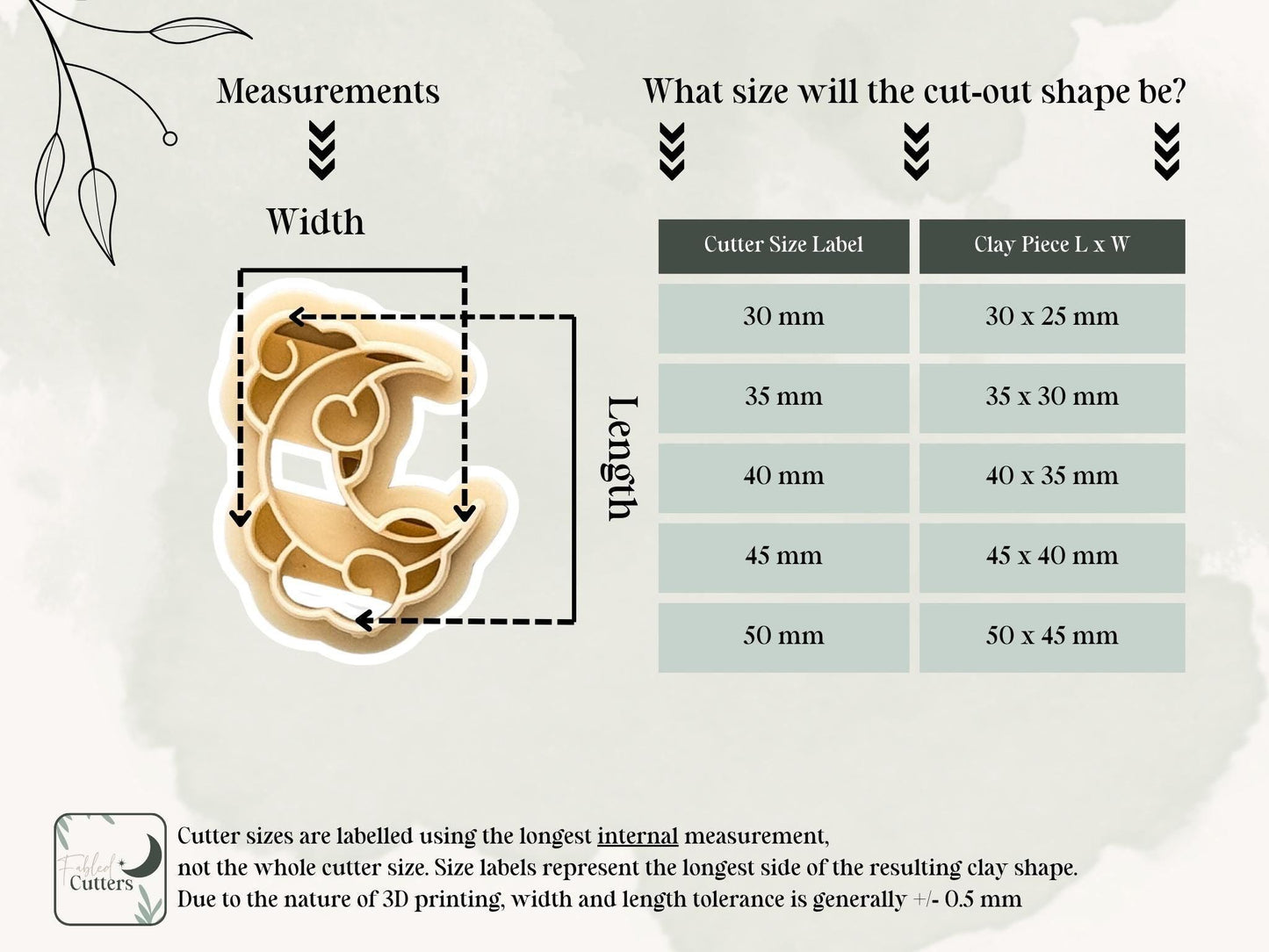 moon clay cutter measurement guide