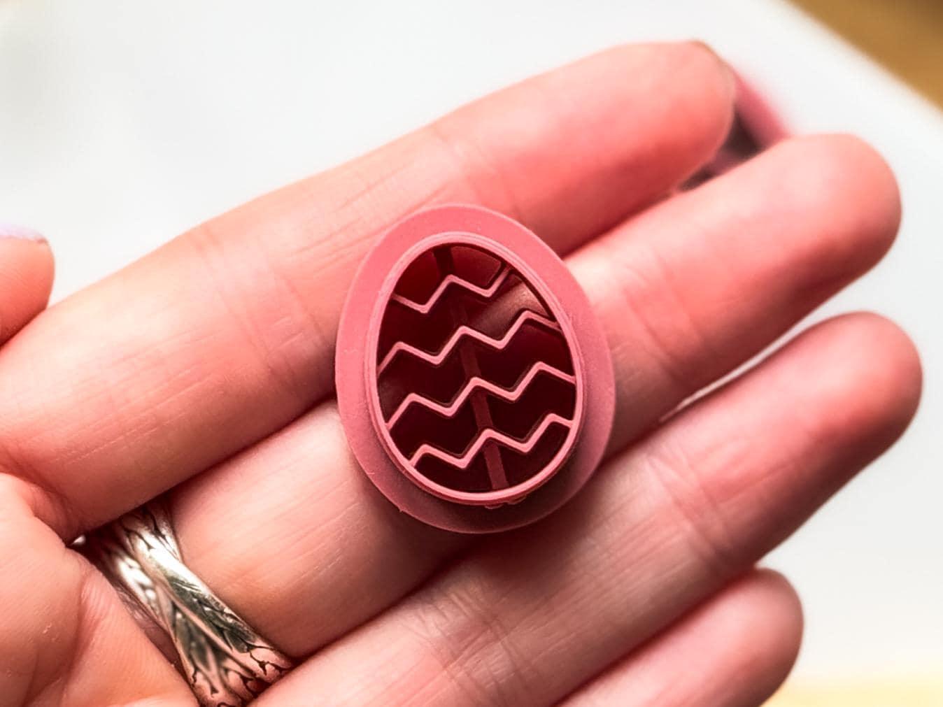 Close up of wavy line easter egg clay cutter