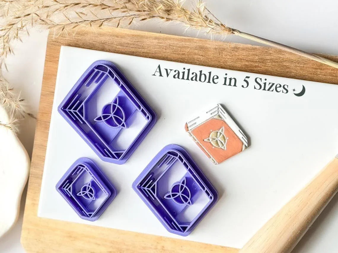 Gothic spell book polymer clay cutter