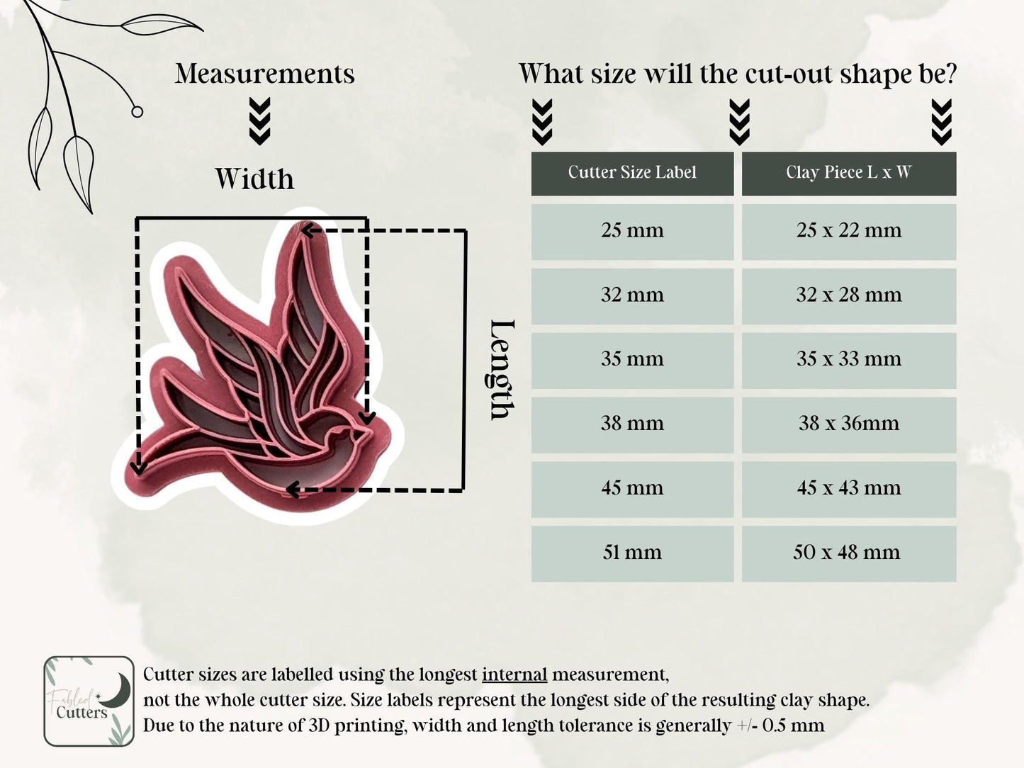 Measurement guide for sparrow clay cutters