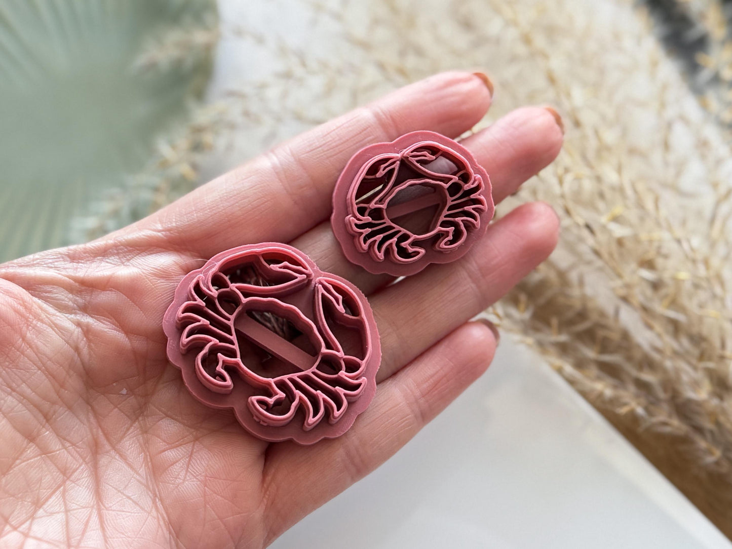 crustacian clay cutter in hand
