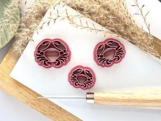 Several sized of crab shaped clay cutter for clay jewellery and earring making