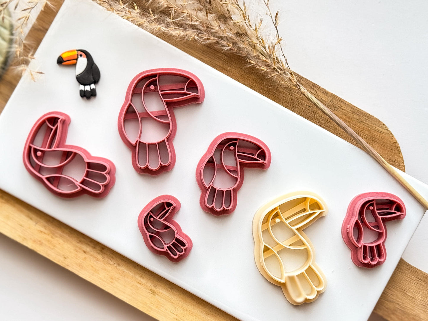 Toucan Bird Clay Cutter 2, Tropical bird shaped combined cutter and stamp for clay and similar materials, Various Sizes, UK Made-Animal & Nature Cutters