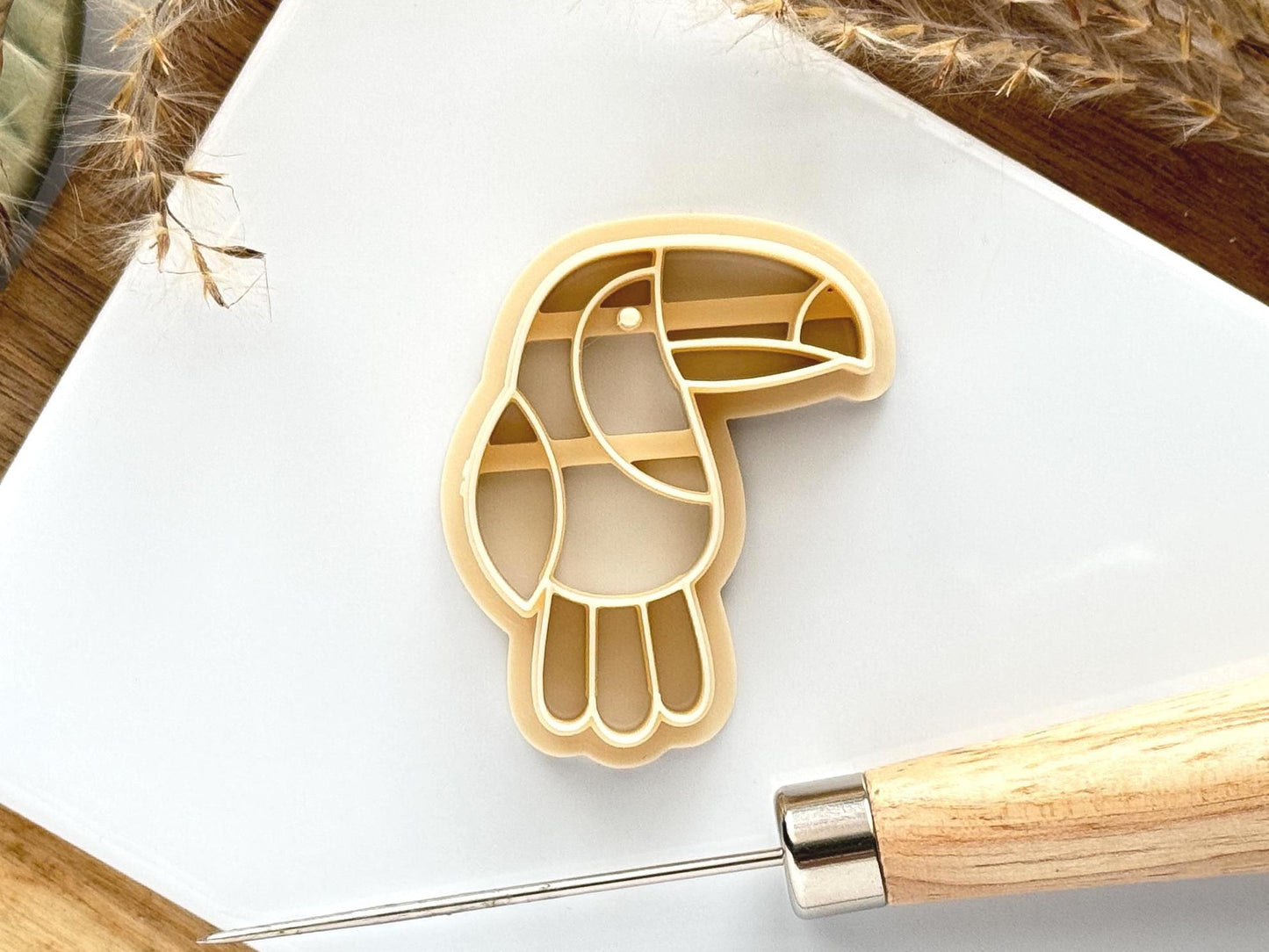 Toucan Bird Clay Cutter 2, Tropical bird shaped combined cutter and stamp for clay and similar materials, Various Sizes, UK Made-Animal & Nature Cutters