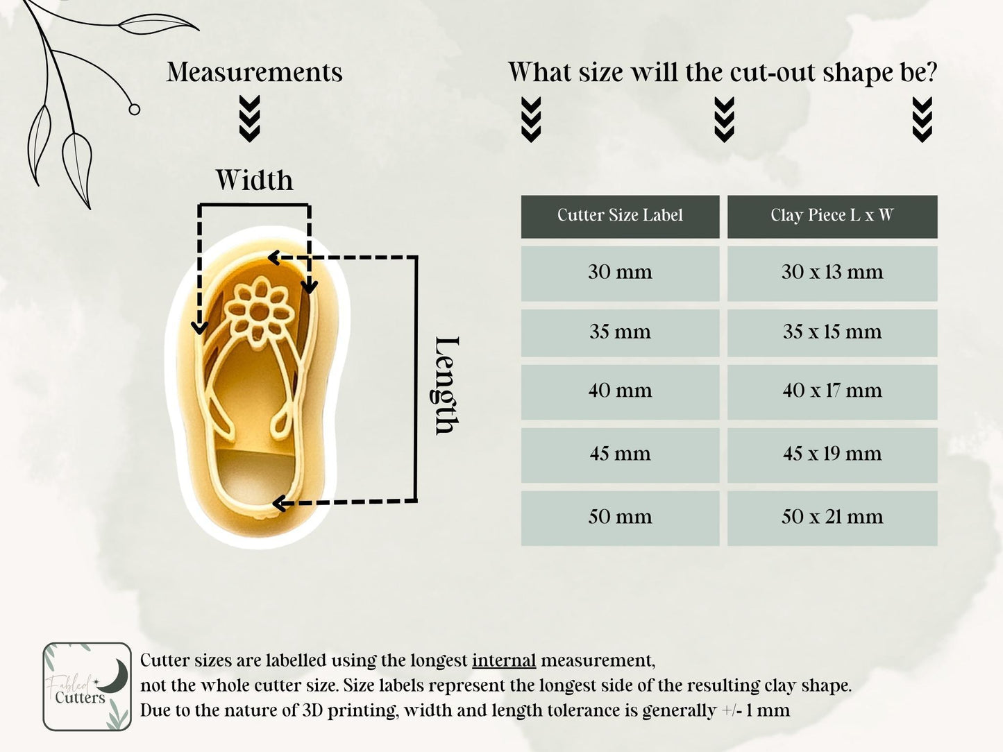 Mirrored Summer Flip Flop Cutters, all-in-one flowery sandal shaped clay cutters for making summer beach themed designs. Various sizes!-Summer Cutters