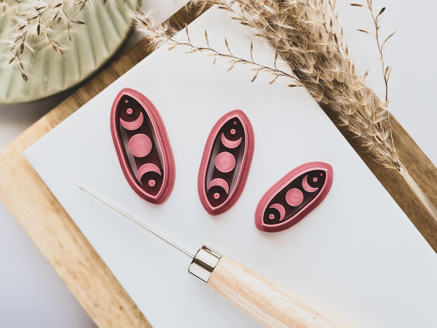 Moon phase oval clay cutter for making clay jewellery