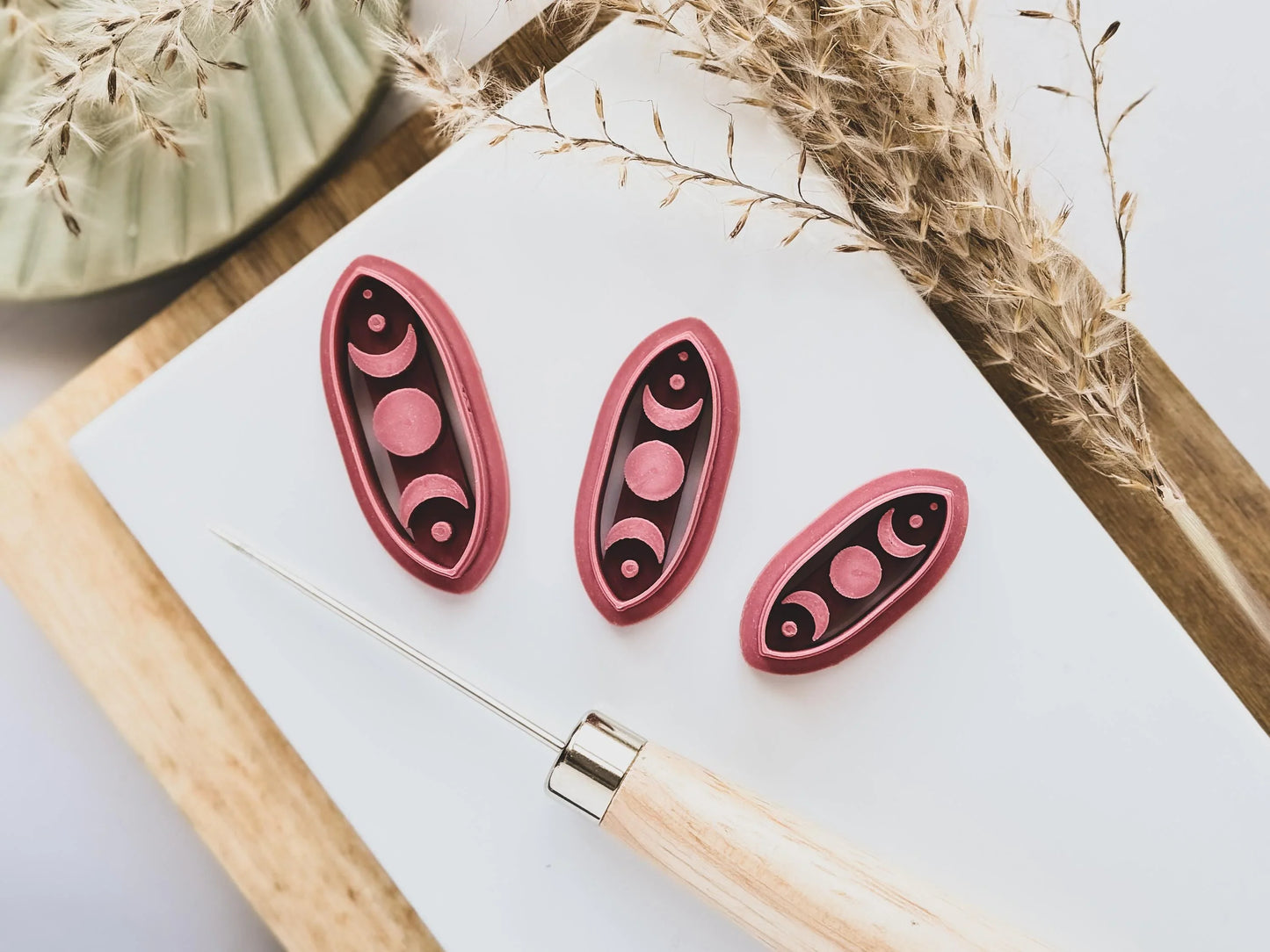 Moon phase oval clay cutter for making clay jewellery