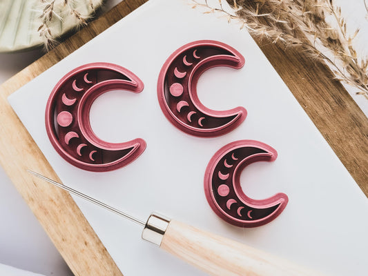 various sizes of lunar phase celestial moon clay cutter