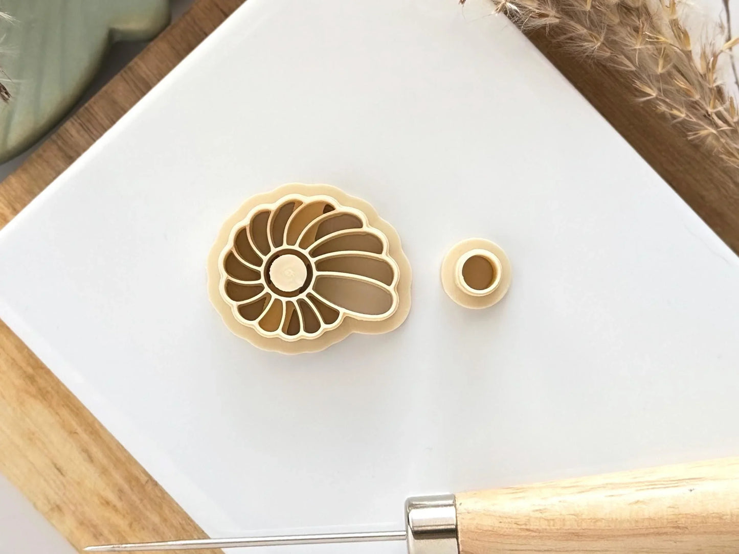 Inlay Spiral Seashell Clay Cutter, 2 part cutter for creating faux gemstone clay art and jewellery.-Summer Cutters