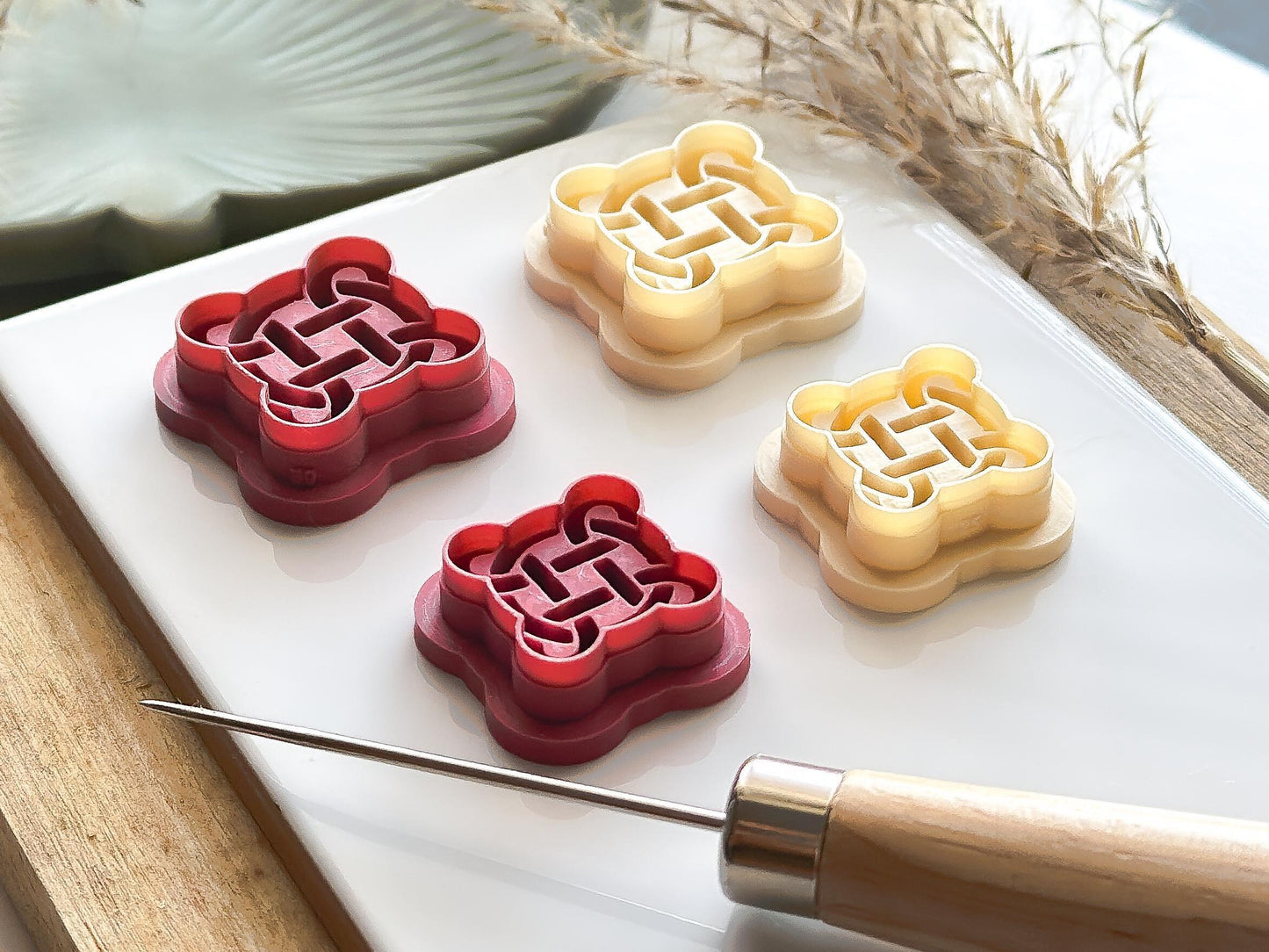 Celtic Knot Clay Cutter, all-in-one circular quarternary style cutter for use with polymer and silver clay, various sizes.-Basic Cutters