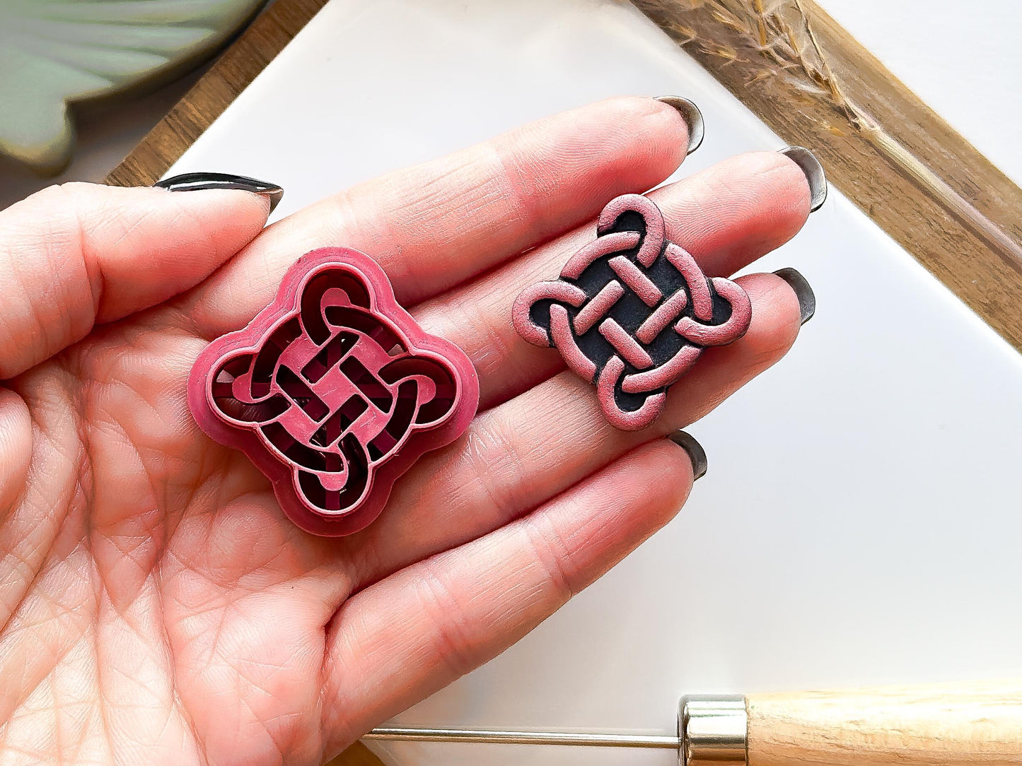 Celtic Knot Clay Cutter, all-in-one circular quarternary style cutter for use with polymer and silver clay, various sizes.-Basic Cutters