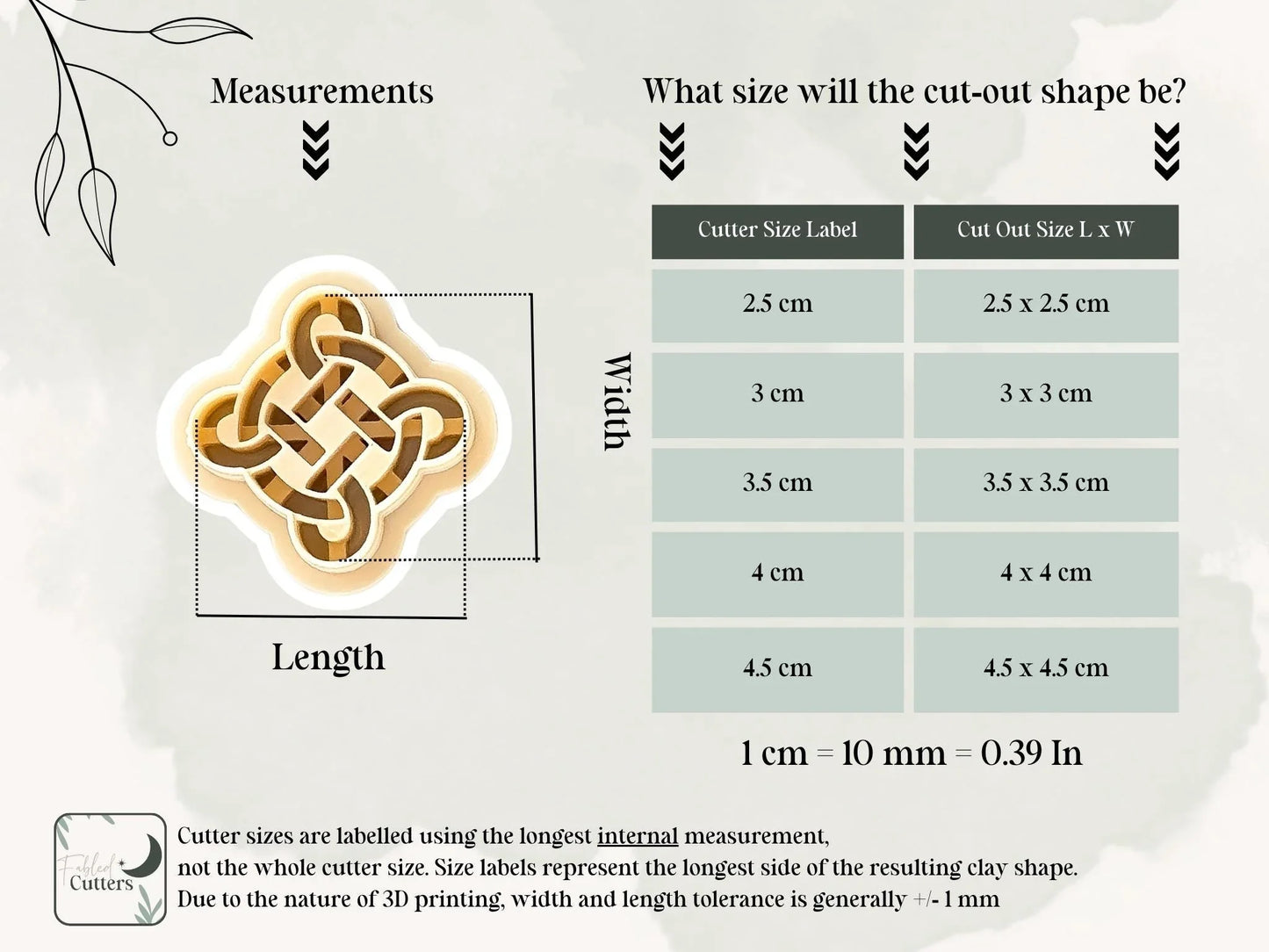 Celtic Knot Clay Cutter, all-in-one circular quarternary style cutter for use with polymer and silver clay, various sizes.-Basic Cutters